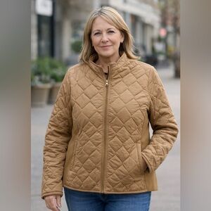 Tan Quilted comfortable, flattering Women's Jacket by Kim Rogers M